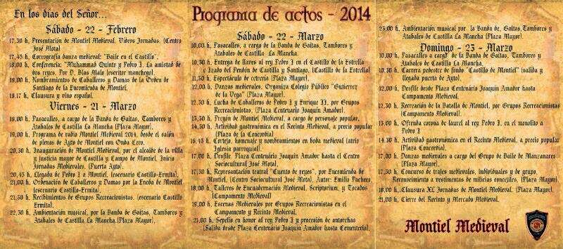 Cartel y programa de Montiel Medieval 2014 – 21 al 23 de Marzo
