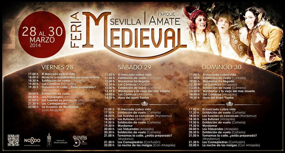 Programa del MERCADO MEDIEVAL en el PARQUE AMATE de Sevilla 28 al 30 de Marzo