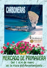 Cartel y programa del Mercado de Primavera en Carboneras , Almeria 01 al 04 de mayo