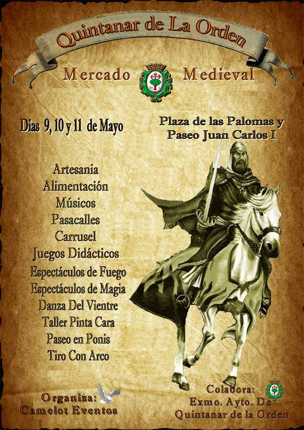 Cartel del Mercado medieval en Quintanar de la Orden, Toledo 09 al 11 de mayo
