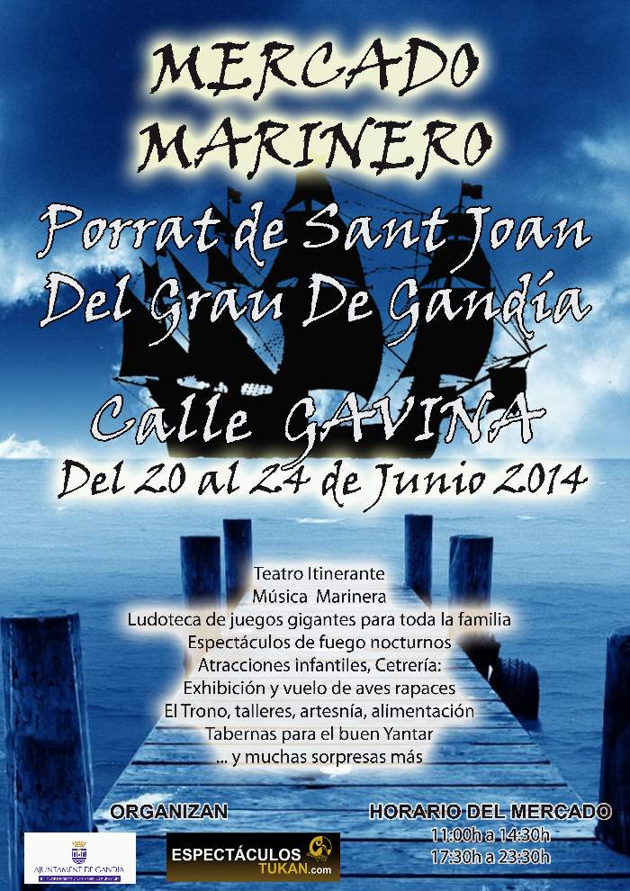 Cartel del mercado marinero – Porrat de Sant Joan del Grau de Gandia 20 al 24 de junio