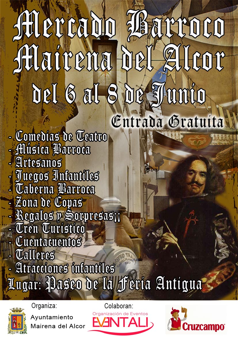 Cartel y programa : II mercado barroco en Mairena del Alcor, Sevilla 06 al 08 de junio