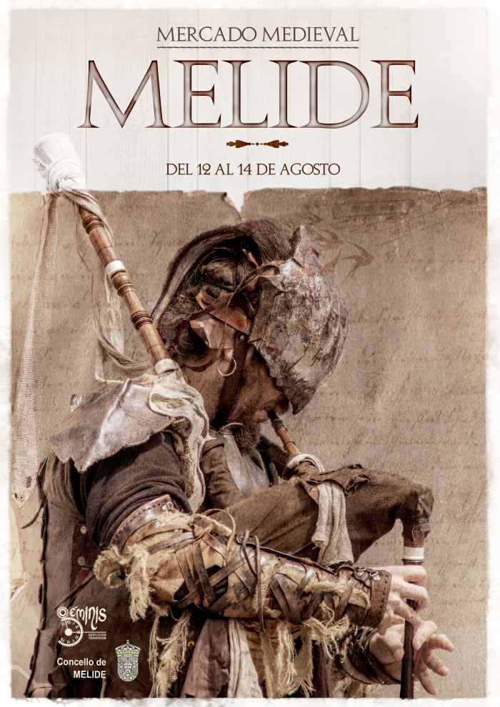 Cartel del Mercado medieval de Melide, La Coruña 12 al 14 de agosto