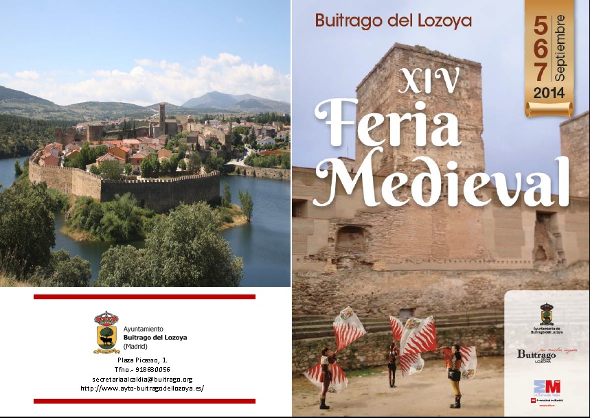 Programa del XIV Feria medieval en Buitrago de Lozoya, Madrid 05-07 de Septiembre