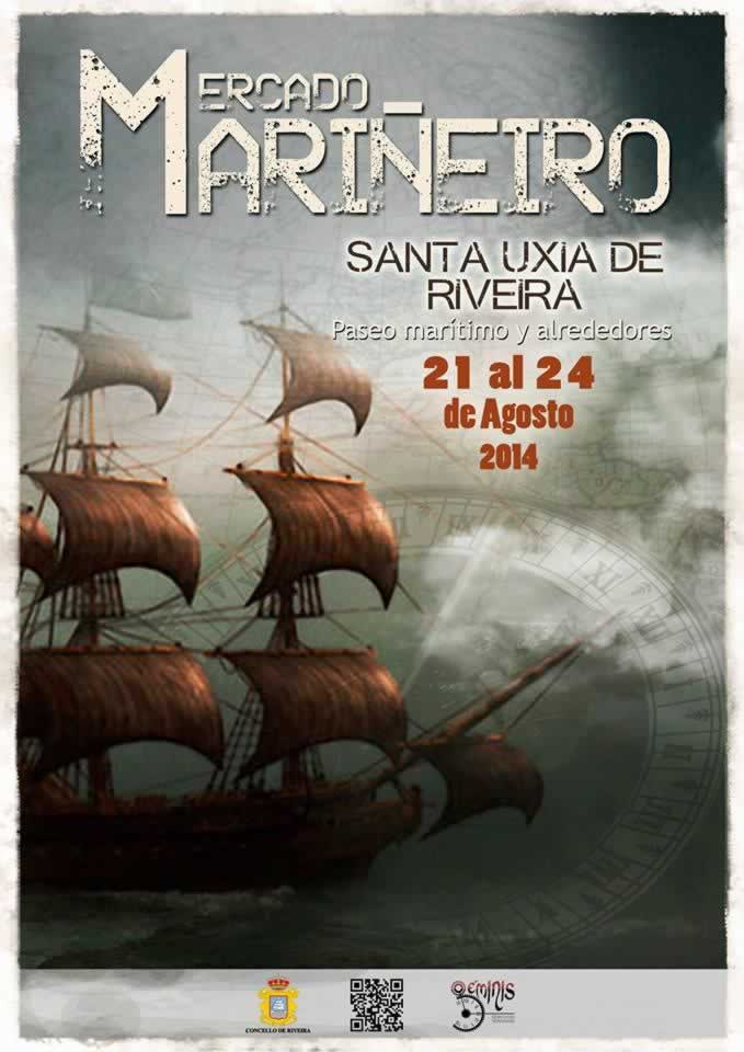 Programa y Cartel del Mercado Marinero en Sta Uxia de Riveira, La Coruña  21-24 Agosto