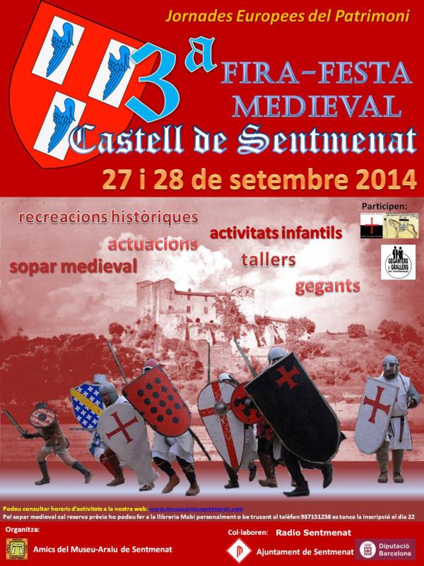27 de septiembre y 28 de septiembre – 3ra Fira – Festa medieval en Sentmenat , Barcelona – Cartel y programa