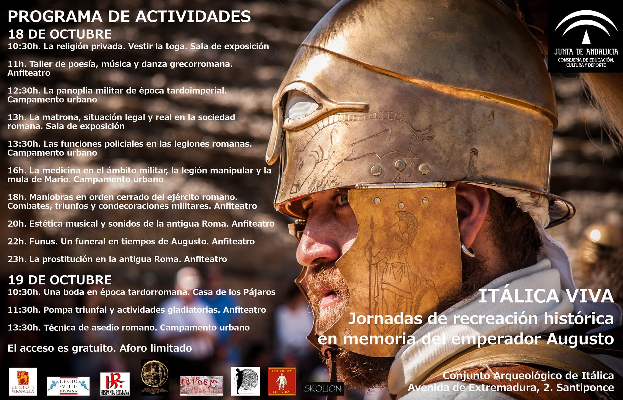 ITÁLICA VIVA – Jornadas de recreación histórica en memoria del emperador Augusto. 18 y 19 de Octubre en  Italica (Santiponce, Sevilla )