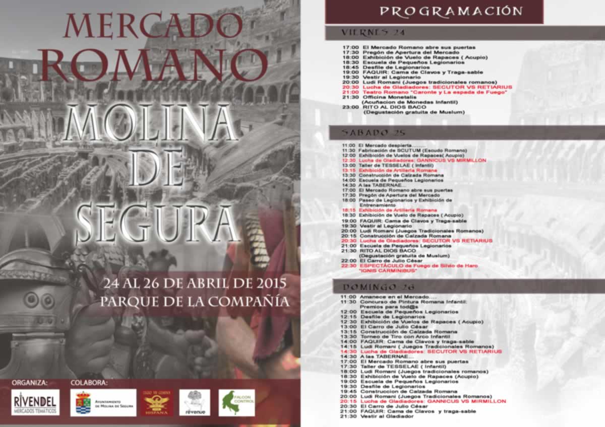 Programa del Mercado medieval de Molina de Segura del 24 al 26 de Abril