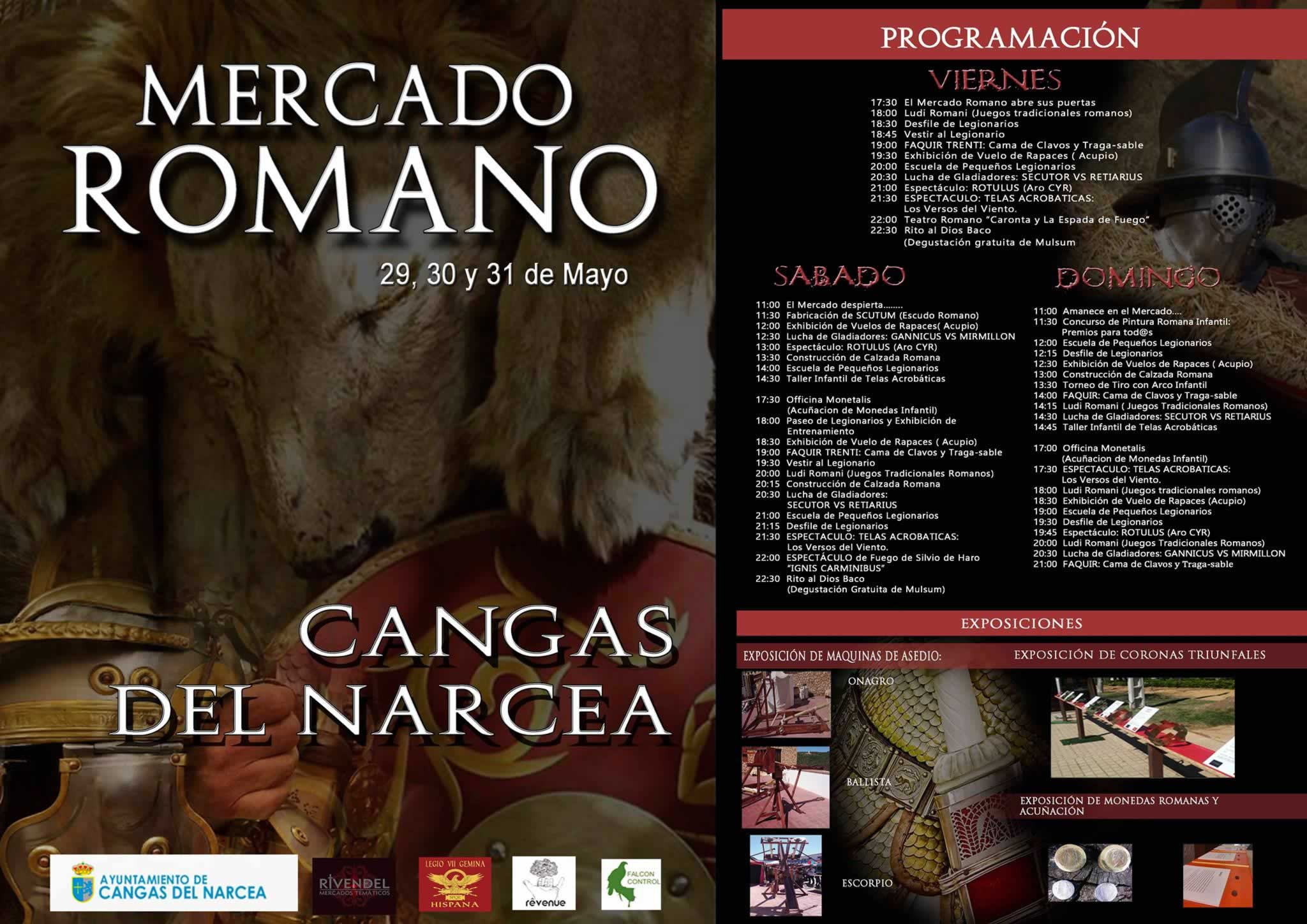 Programa completo del Mercado Romano en Cangas del Narcea, Asturia del 29 al 31 de Mayo del 2015
