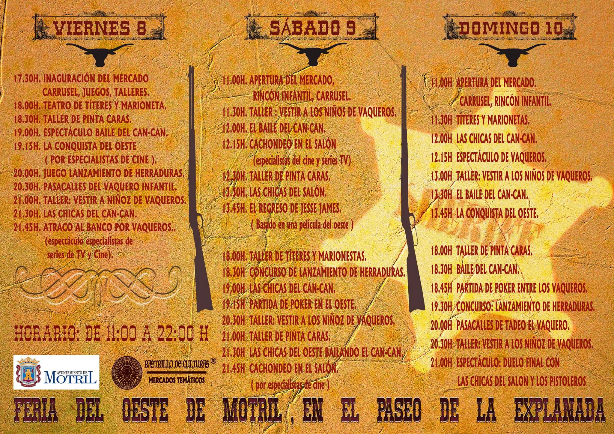 Programa de actividades de la Feria del Oeste en Motril, Granada del 08 al 10 de Mayo del 2015
