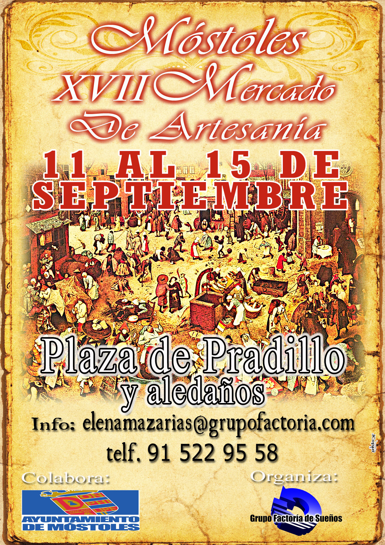 XVIII Mercado de artesania en Mostoles, Madrid del 11 al 15 de Septiembre del 2015