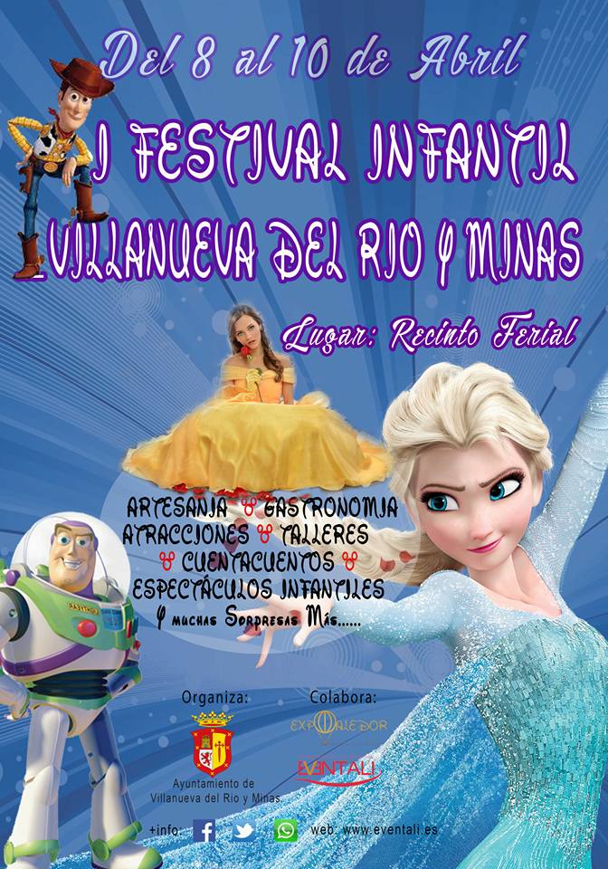 Cartel y programa – Festival infantil en Villanueva del Rio y Minas, Sevilla 08 al 10 de Abril del 2016