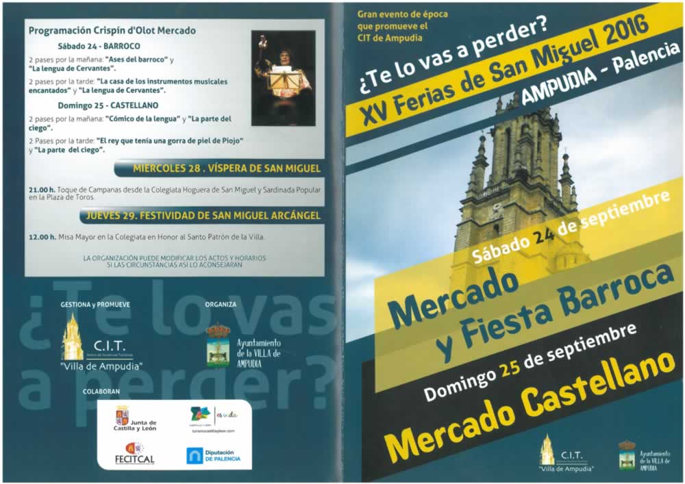 Programacion del Mercado barroco en Ampudia, Palencia 24 y 25 de Septiembre del 2016