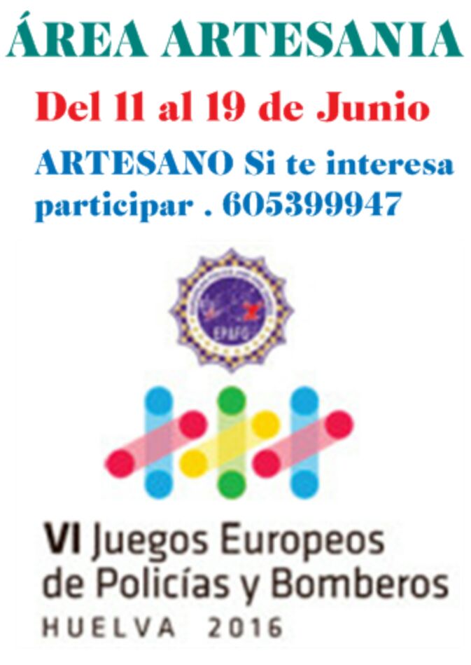 Mercado de artesania en los VI JUEGOS EUROPEOS DE POLICÍAS Y BOMBEROS EN HUELVA- 2016 11 al 19 de Junio en Huelva capital