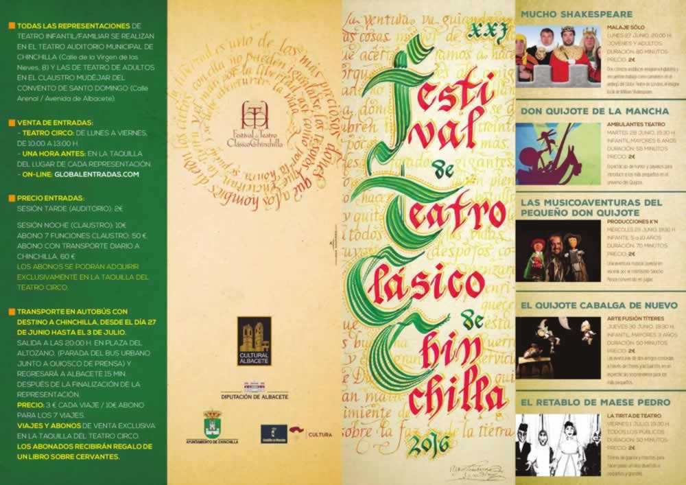 XXI Festival de Teatro Clásico de Chinchilla y Mercado romano del 01 al 03 de Julio – Programacion completa