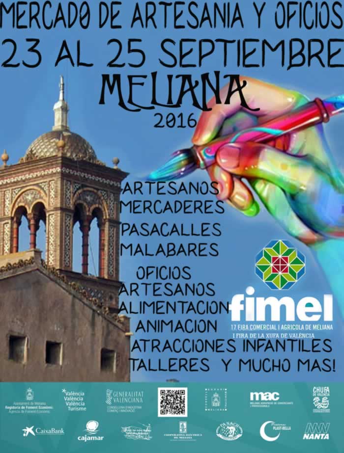 MERCADO ARTESANIA Y OFICIOS MELIANA, VALENCIA  del 23 al 25 de Septiembre del 2016