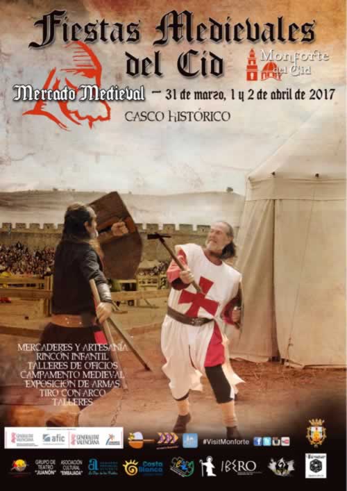 Los dias 31 de Marzo al 02 de Abril, Mercado medieval con Recreacion historicas de las batallas del Cid Campeador en Monforte del Cid, Alicante