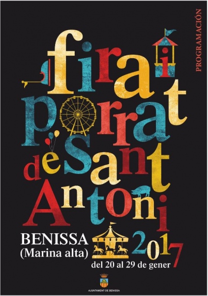 Programación Fira i Porrat de Sant Antoni 2017 del 20 al 29 de Enero del 2017 en Benissa, Alicante