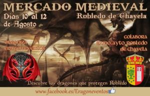 Cartel del MERCADO MEDIEVAL en Robledo de Chavela, Madrid del 10 al 12 de Agosto del 2018