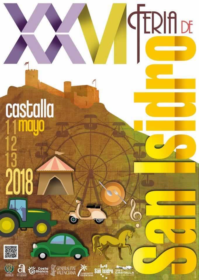 Programacion de las actividades de los dias 11 al 13 de Mayo del 2018 de la Feria de San Isidro en Castalla, Alicante