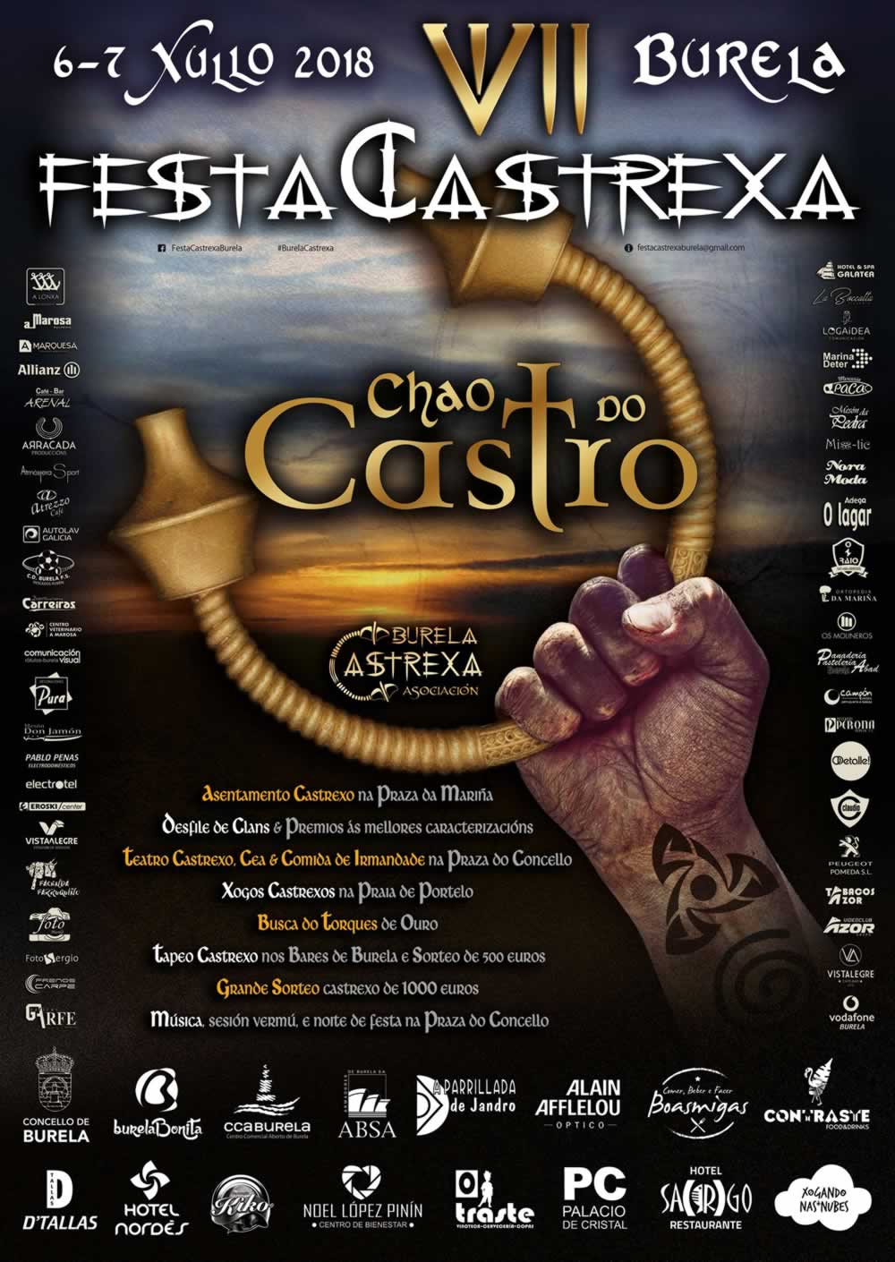 Programa de actividades de la VII Festa Castrexa en Burela, Lugo – 06 y 07 de Julio del 2018