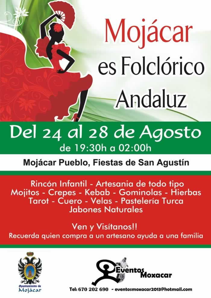 MERCADO ANDALUZ en Mojacar, Almeria del 24 al 28 de Agosto del 2018
