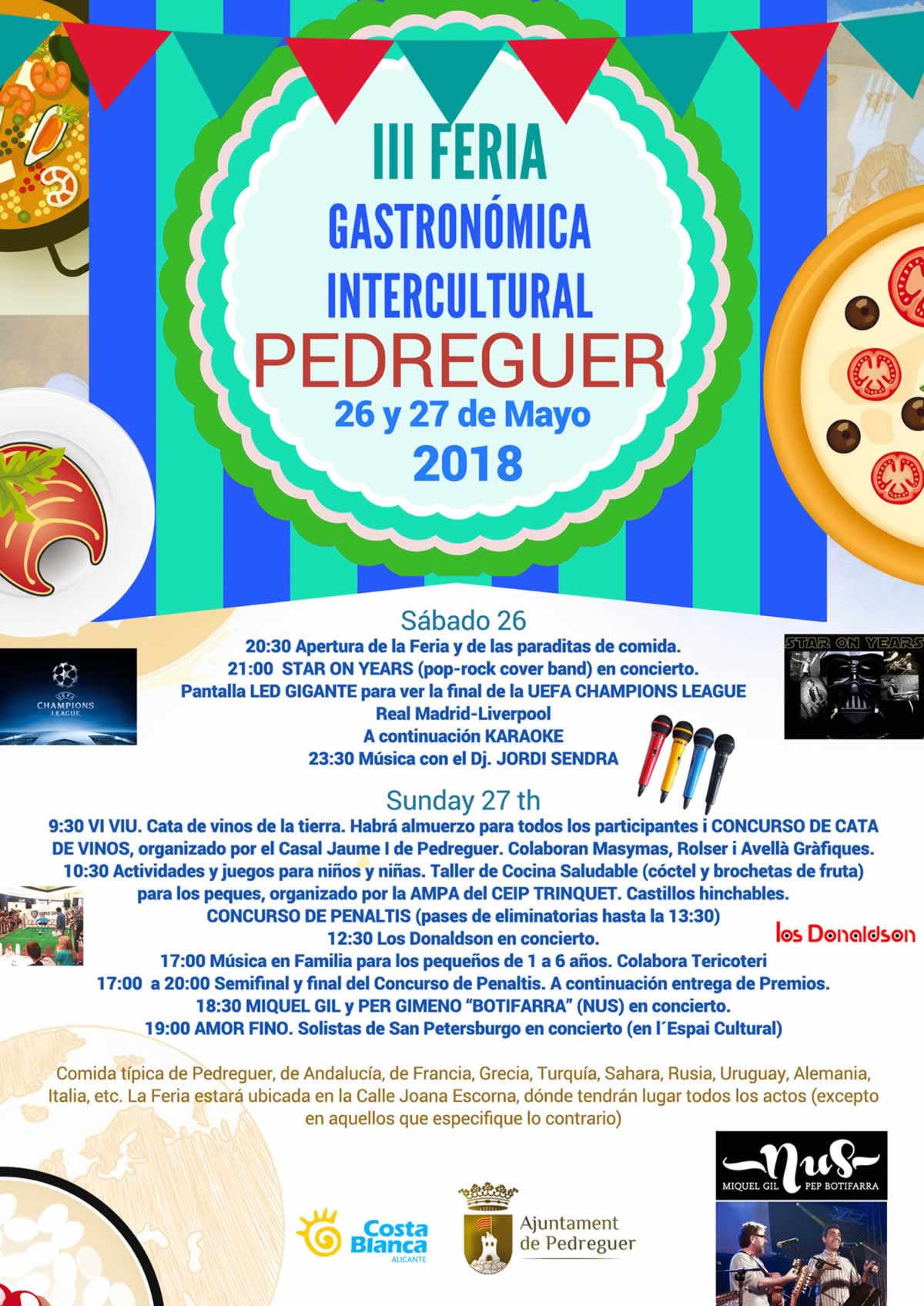  III FERIA GASTRONOMICA INTERCULTURAL en Pedreguer , Alicante , los dias 26 y 27 de Mayo del 2018