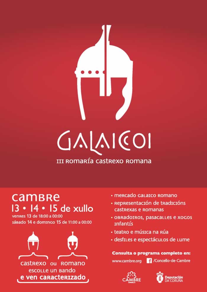 Programacion de GALAICOI  – MERCADO CASTREXO ROMANO en Cambre, La Coruña del 13 al 15 de Julio del 2018