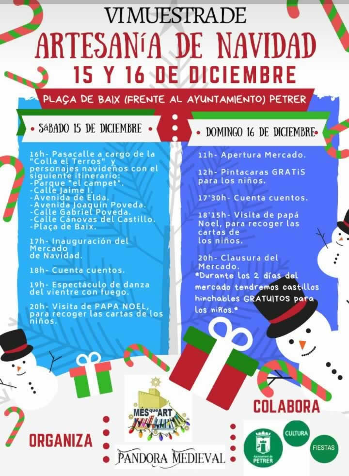 VI muestra de artesania de navidad en Petrer, Alicante – 15 y 16 de Diciembre del 2018