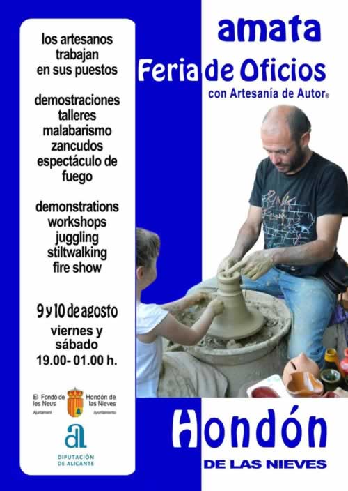 [09 y 10 de Agosto] Feria de Oficios con Artesanía de Autor® en Hondón de las Nieves, Alicante