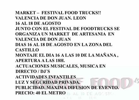 16 al 18 de Agosto – Market Festival Food Trucks en Valencia de Don Juan, Leon