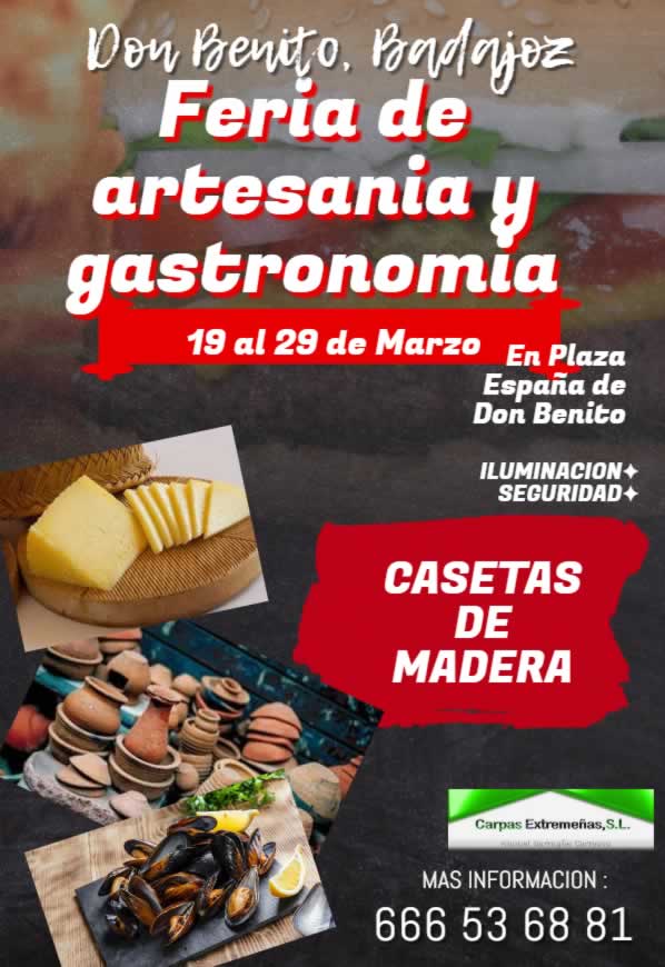 19 al 29 de Marzo 2020 : Feria de artesania y gastronomia en Don Benito, Badajoz