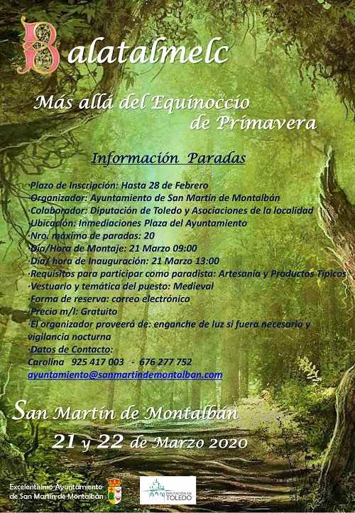 21 y 22 de Marzo 2020 : I Balatalmelc «Más allá del equinoccio de Primavera»  en San Martín de Montalbán, Toledo