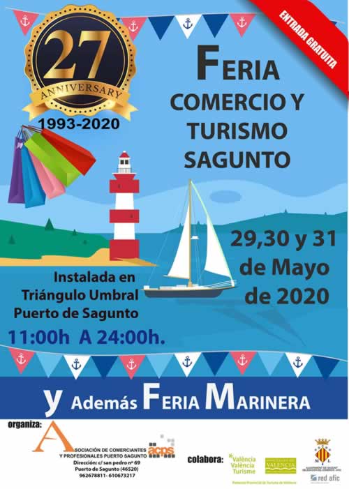 29 al 31 de Mayo 2020 → Feria de comercio y turismo en el Puerto de Sagunto, Valencia
