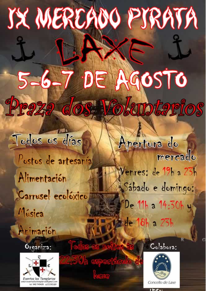 IX Mercado pirata en Laxe, A Coruña del 05 al 07 de Agosto 2022