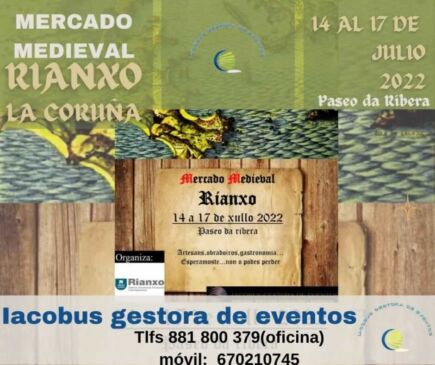 Mercado medieval en Rianxo , La Coruña del 14 al 17 de Julio 2022