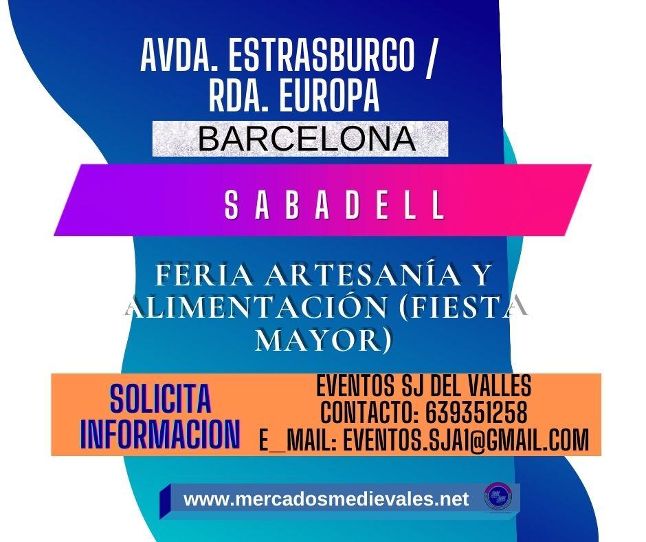 Feria artesania y alimentacion en Sabadell, Barcelona 16 al 18 de Septiembre 2022