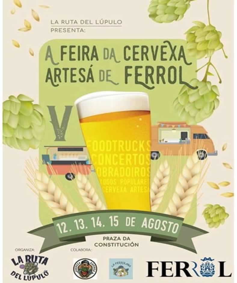 Feria de cerveza artesana en Ferrol, La Coruña 12 al 15 de Agosto 2022