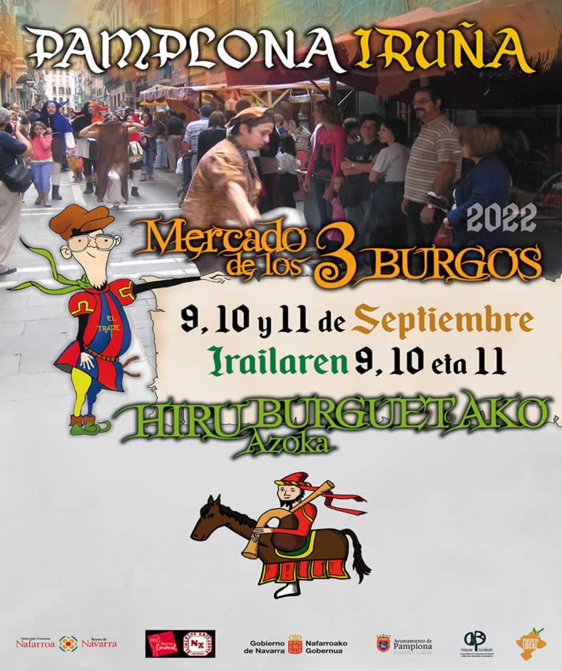 Mercado medieval de los Tres Burgos en Pamplona, Navarra del 09 al 11 de Septiembre 2022