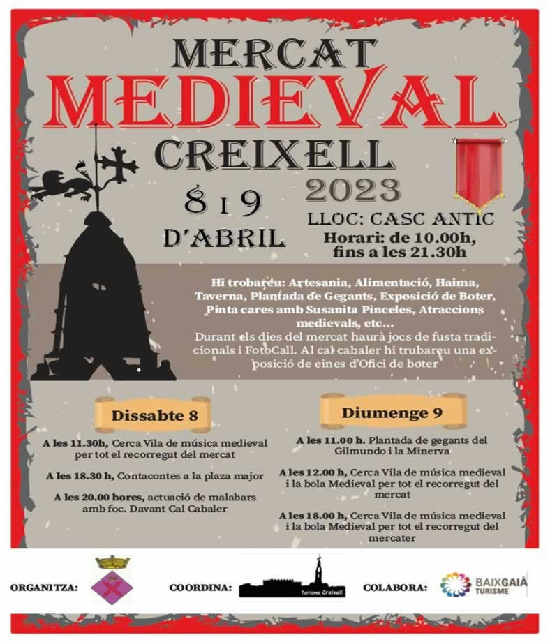 Mercado medieval en Creixell, Tarragona 08 y 09 de Abril 2023