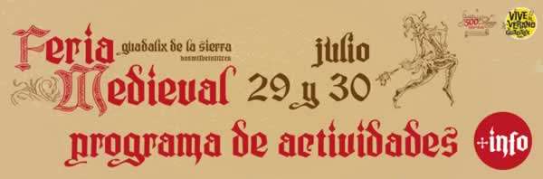 Programación del Mercado medieval en Guadalix de la Sierra, Madrid 29 y 30 de Julio 2023