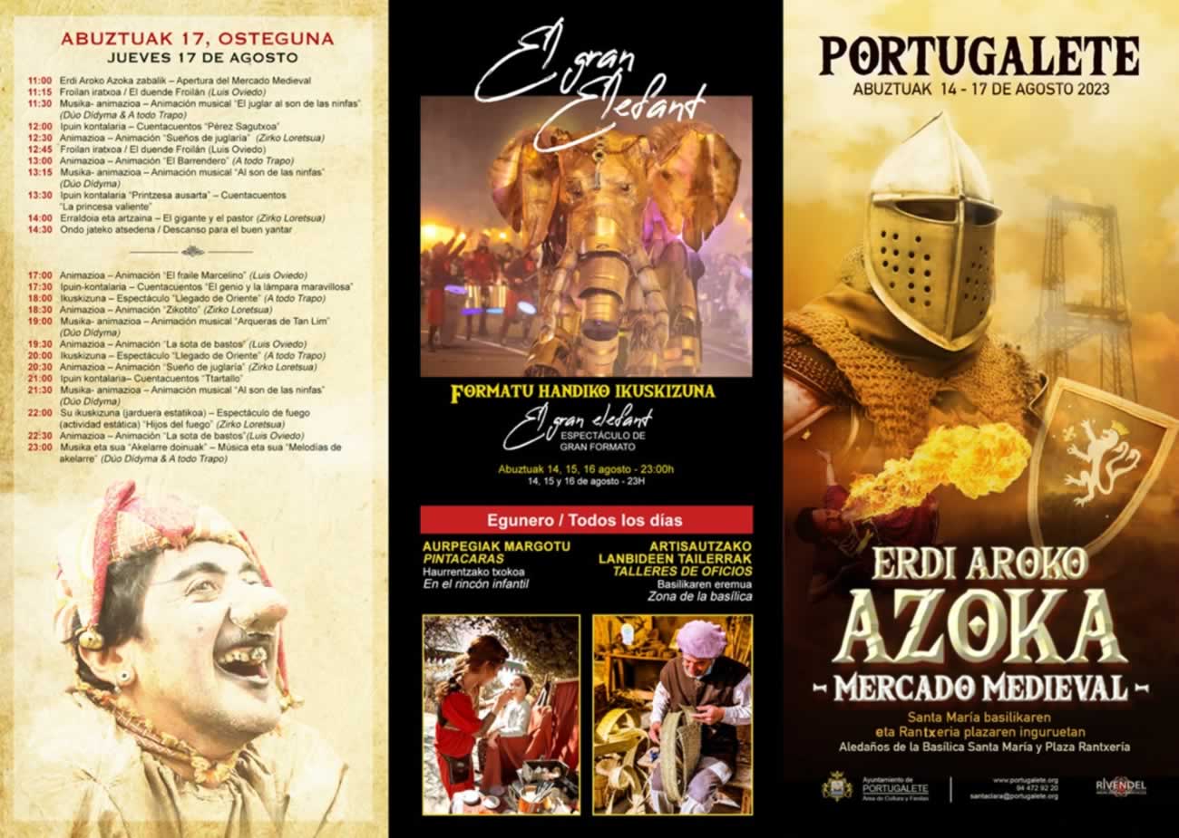 Programacion El Mercado Medieval de Portugalete será del 14 al 17 de Agosto 2023 