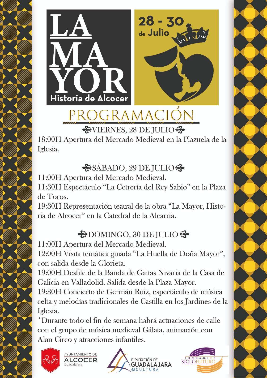 Programacion de la Feria medieval de Alcocer, Guadalajara 2023