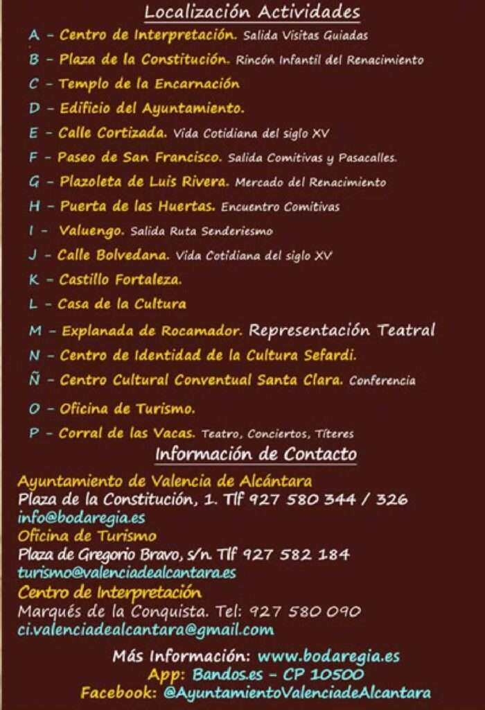 localizaciones Mercado renacentista "Boda regia de la Infanta Isabel" en Valencia de Alcantara (Caceres) 2023
