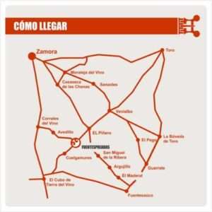 Mapa de como llegar al Mercado Romano de Fuentespreadas, Zamora