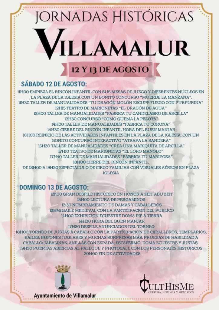 Programacion de las Jornadas históricas 2023 en Villamalur ( Castellon )