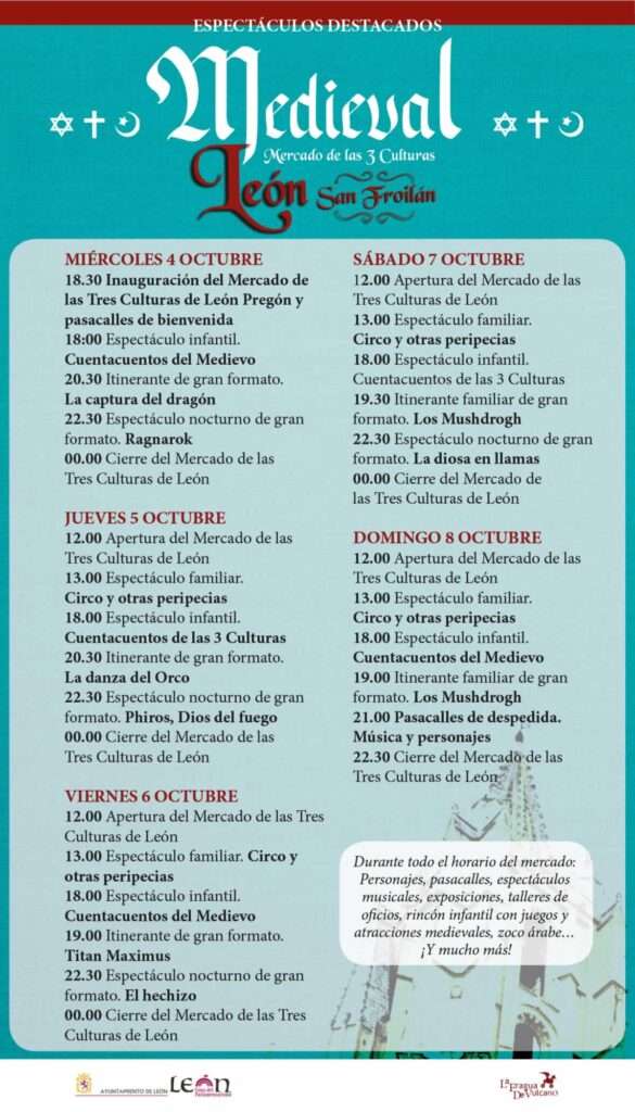 Mercadosmedievales.net - 04 al 08 de Octubre 2023 - Mercado Medieval de las Tres Culturas de León - Programación