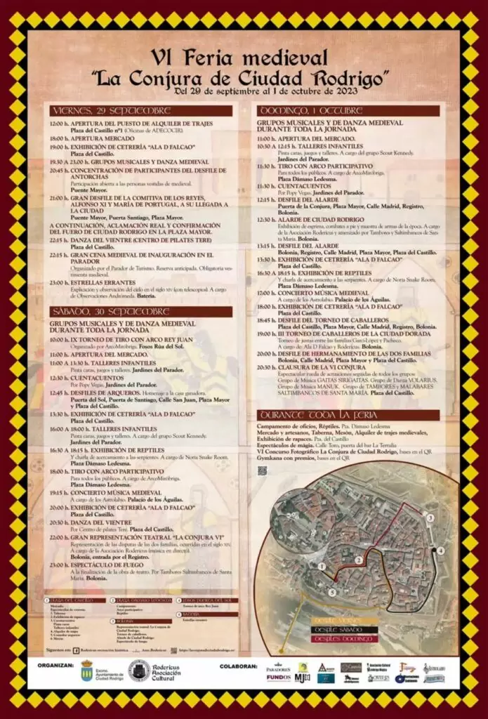 mercadosmedievales.net - Programación de la VI Feria medieval "La Conjura de Ciudad Rodrigo" 2023 - programa 2