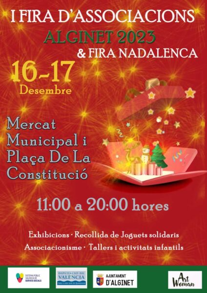 FERIA DE NAVIDAD y feria de las asociaciones locales en Alginet (Valencia) 16 y 17 de diciembre 2023