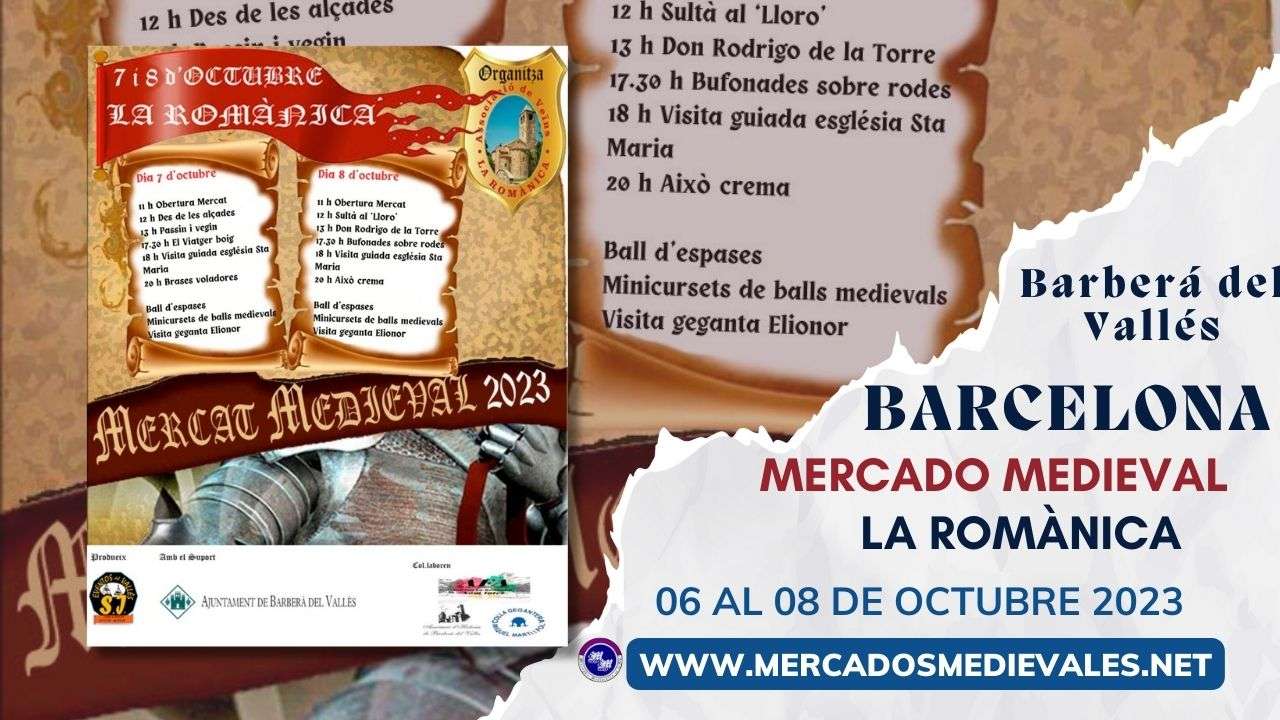 mercadosmedievales.net - Programación de la XXIII Feria medieval La Romànica de Barberá del Vallés ( Barcelona ) 2023 web